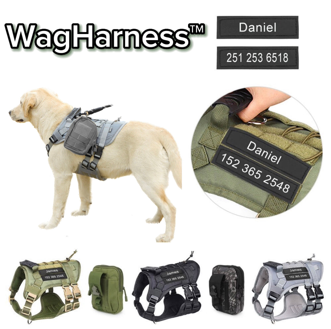 WagHarness™ - Customized Tactical Dog Harness (Adjustable)