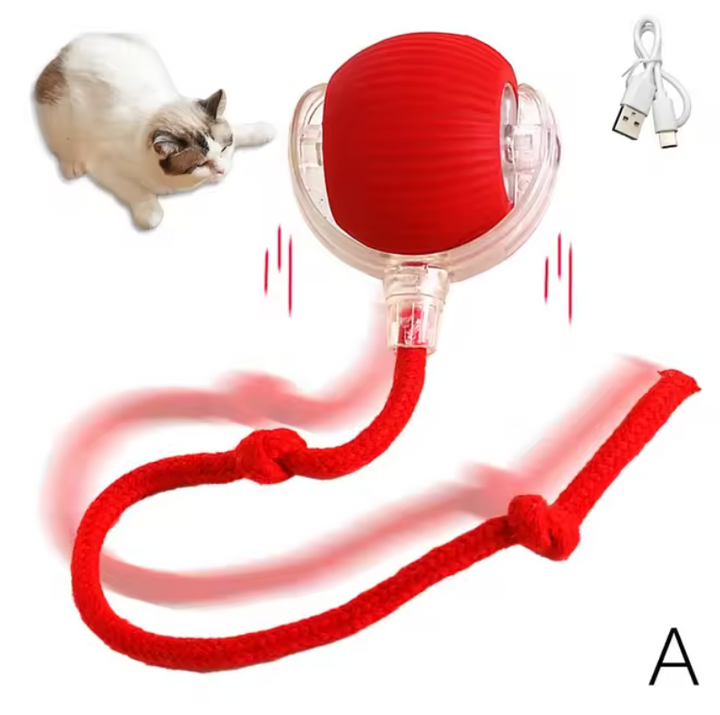 WagRoll™ - Pelota Rodante Interactiva Automática con Cola Falsa para Gatos y Perros