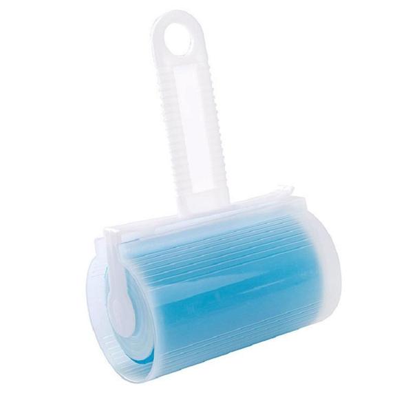 LA TALUS Tearable Sticky Clothes Pet Hair Fabric Lint Remover Roller with  Handle Lid Blue 
