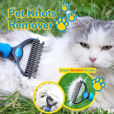 NaughtyKnot™ - Double Sided Shedding & Dematting Undercoat Rake Brush for Dogs/Cats